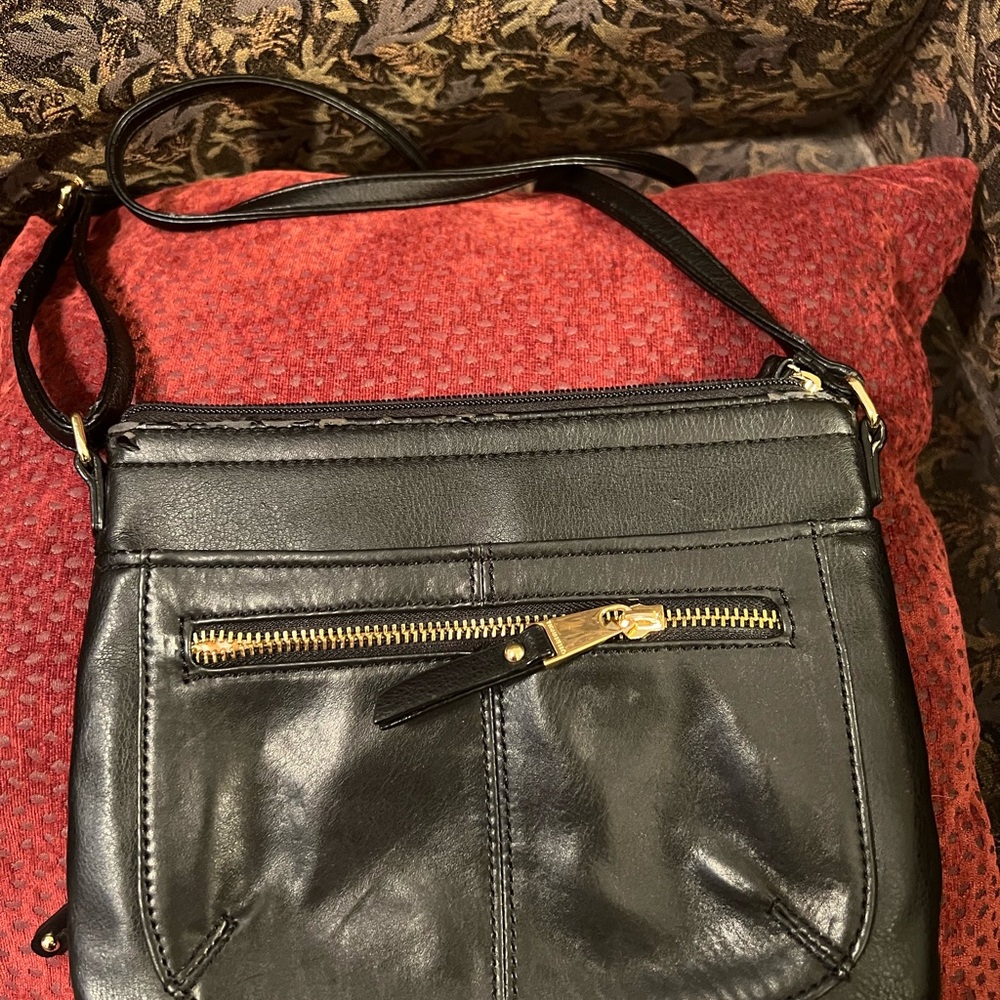 Tignanello Leather Crossbody Bag with Gold Hardware